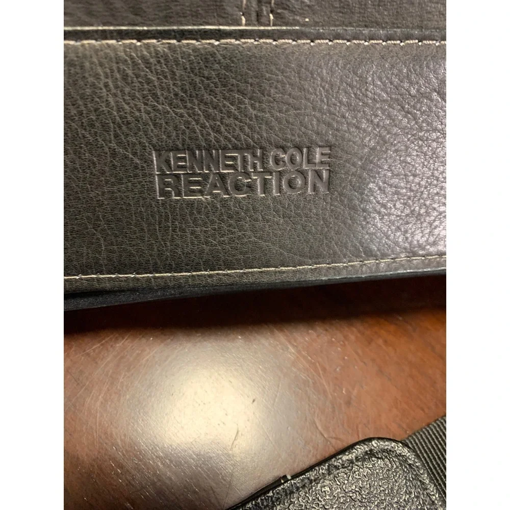 Kenneth Cole Reaction Black Leather Messenger Bag Laptop‎ Briefcase Crossbody